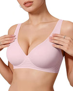 Women's Deep V Solid Color Seamless Full Cup Bra Wire-Free Comfortable Supportive Wire-Free Bra T-Shirt Push-Up Bra Underwear