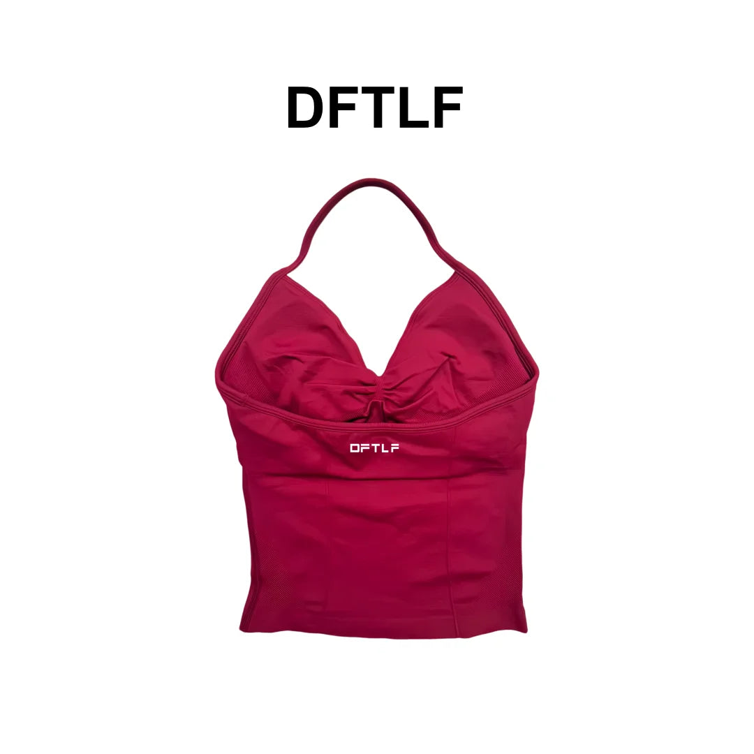 DFTLFNew Women Seamless V-neck Sports Vest Breathable Sleeveless Yoga Top Detachable Padding Slim Fit Gym Running Workout Athlet