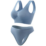 Seamless Bra Set Women Wireless Tanks Bra FemaleLow Rise Thongs Panties Sexy Lingerie Set Comfy Underwear Intimates S-5XL