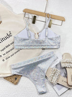 2026 Sexy Bikini Sliver Sequins High Waist Swimwear Swimsuit Women Bikinis Set Bathing Suit New Bikini Female Push Up Metal Hoop