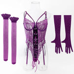 Sexy One Piece Bodysuit Lace Hollow Out Jumpsuit Women Erotic Lingerie Men's Beach Shorts