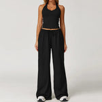 New Women Yoga Set 2/3 Pieces Long sleeves Workout Tracksuit Sportswear Gym Clothing Wide-leg sport pants Fitness Sports Suit