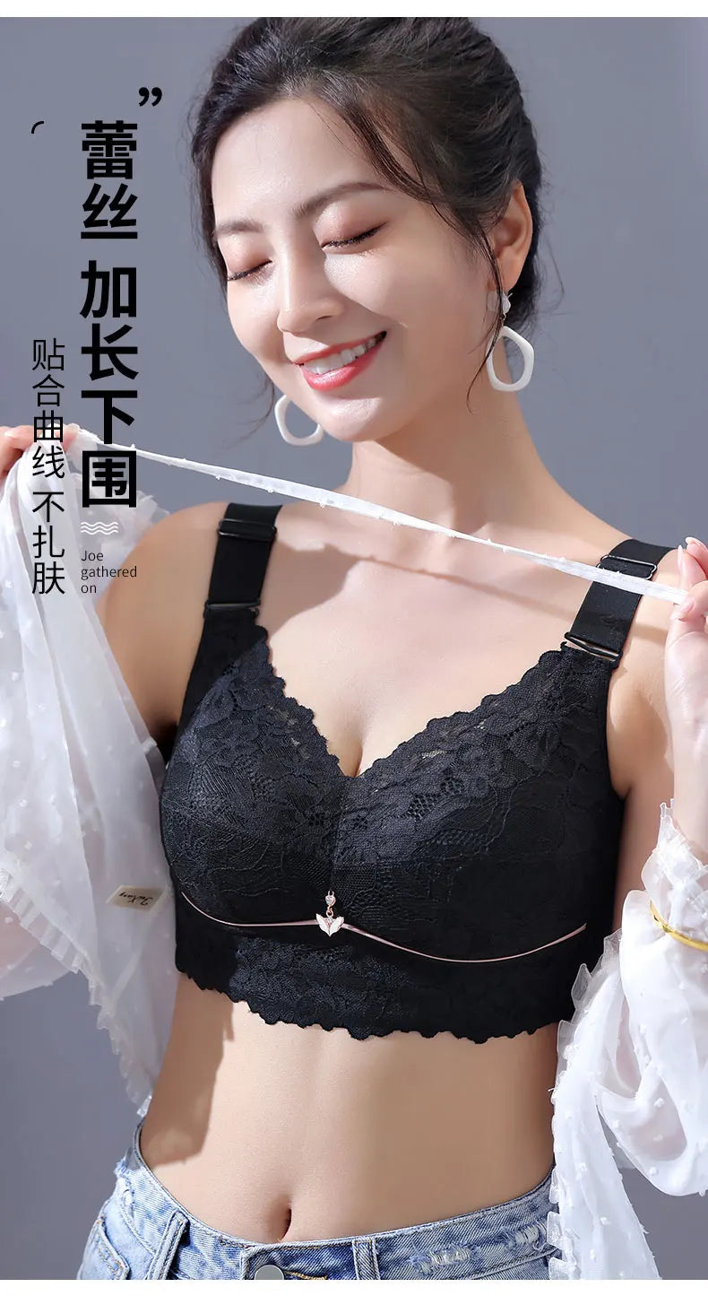 Push Up Bra Female Lingerie Sexy Bra Lace Bras for Women Wire Free Underwear Women 52C D E Cup Plus Size Bra Women Clothing Bras