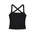 Solid Color Sexy Back-Cross-Strap Tank Top For Women New Summer Slim-Fit Short Outerwear Base Top Pure Desire Casual Style 56ZA