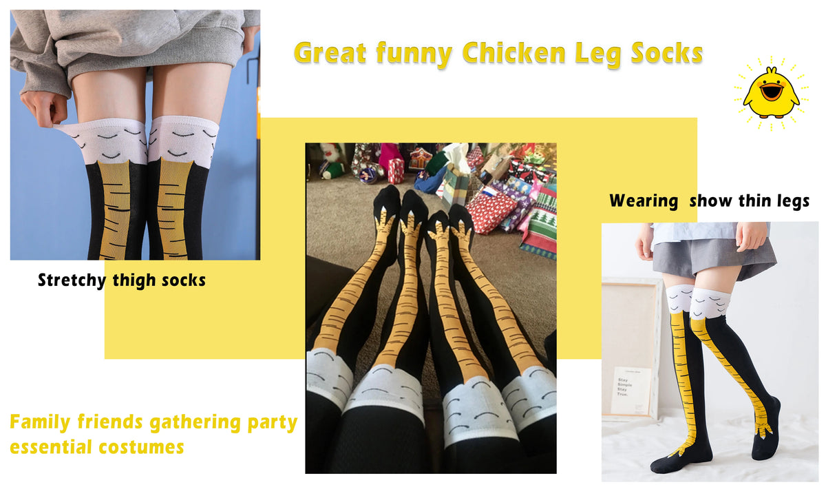 1/2 Pairs Women Knee High Socks Trendy Cartoon Funny Chicken Claw Socks Fitness Sports Casual Slim Leg Long Tube Socks Women