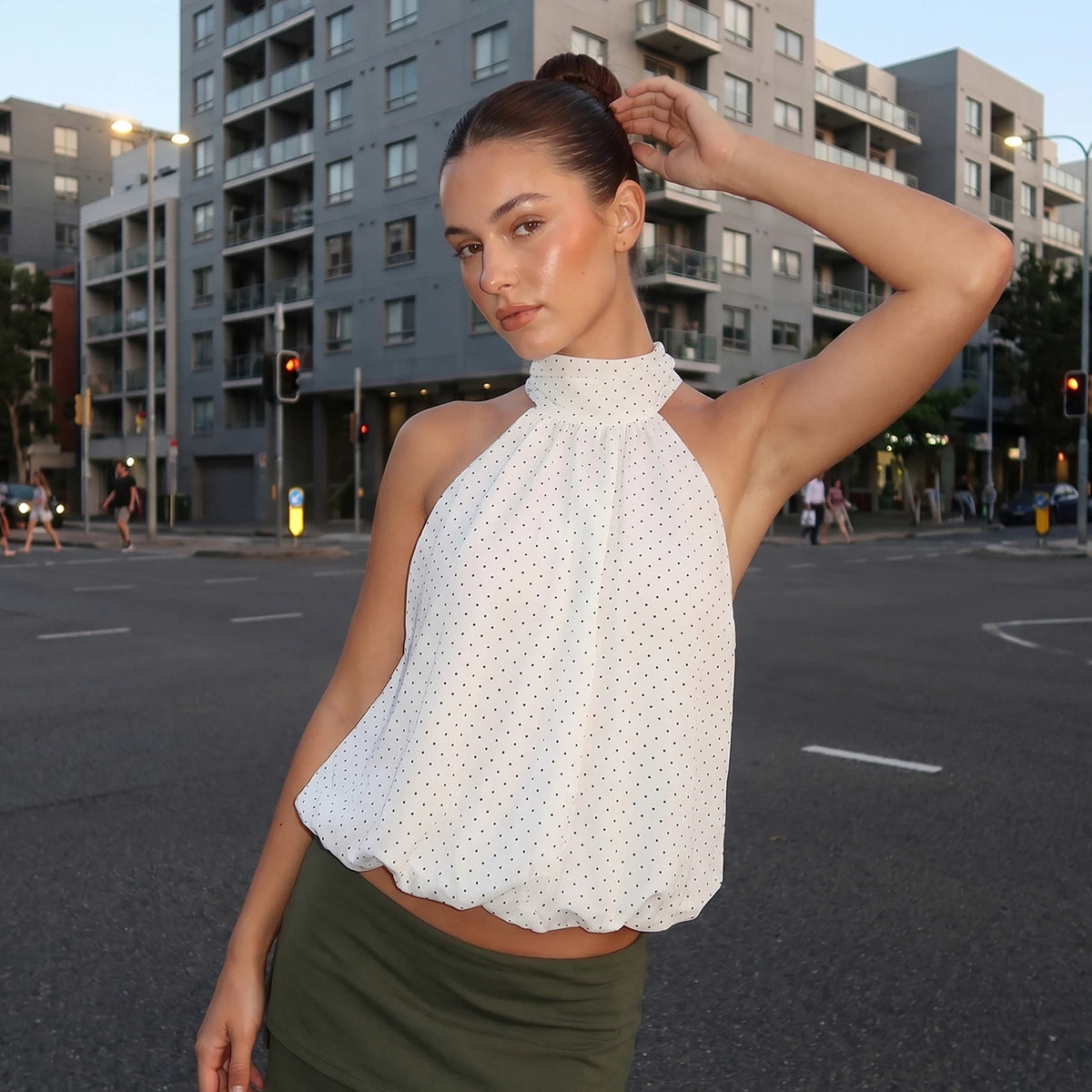 2026 Summer Women Elegant Halter Tops Backless Sleeveless Bubble Hem Vest for Club Party Casual Loose Tank Tops