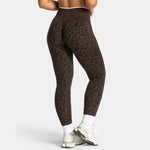 Leopard Print Color Block Yoga Pants, High Waist Stretch Workout Leggings for Women, Casual Sports Activewear