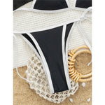 Sexy With Short Sleeve Cover Halter Bikini Female Swimsuit Women Swimwear Three-pieces Bikini set Bather Bathing Suit Swim K7371
