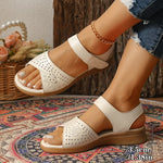 Summer Silver Thick Sole Sandals Women Comfortable Hollow Out Non Slip Platform Sandles Woman Hook Loop Soft Sole Casual Sandals