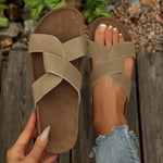 2026 New Summer Autumn Women's Twist Knot Crossed Sandals Non-Slip Flat Casual Resort Beach Outdoor Hawaii Solid Slippers