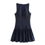 Foridol Bowknot Pleated Tank Short Dress for Women Sleeveless Casual Party Short Dress Female Casual Autumn Winter Dress