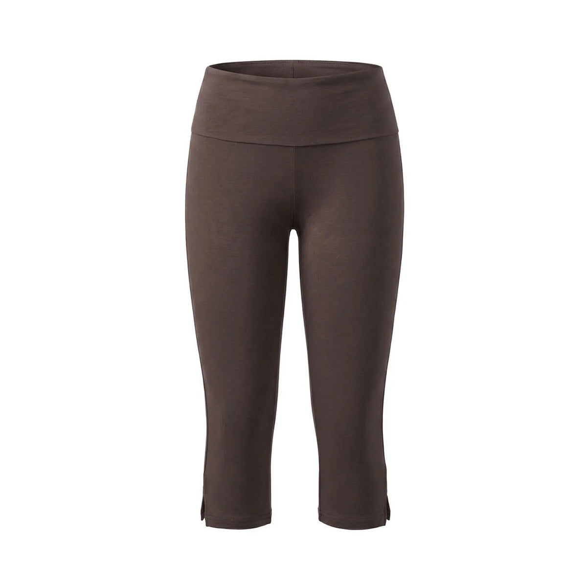 Women’s Solid Color Capri Pants Fold Over Elastic Waist Split Hem Bodycon Cropped Pants Summer Daily Casual Joggings Leggings