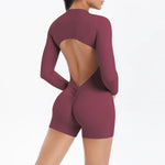 Women's Seamless Yoga Jumpsuits Sports Fitness Zipper Open Beauty Back Hip-lifting One-Piece Running Training Workout Bodysuits