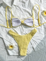 DEKA Flowers Bandeau Bikini Set High Leg Cut Women Swimwear Female Swimsuit Two-pieces Bather Bathing Suit SwimBandeau Top Bot