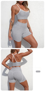 Women's Yoga Sets Sports Fitness Cross Beauty Back Bra Slim Fit Hip-Lifting Shorts Suits Running Workout Gym Training Sets