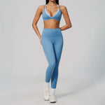 NCLAGEN Women Sportwear Fake 2 Piece Thin Strap Sports Suit Casual Running Bra Pants Workout Outfit Activewear Pilates Yoga Set