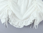Foridol White Cotton Summer Women's Dress 2025 Off Shoulder Strapless Mini Beach Dress Casual Flower Embroidery Drawstring Dress