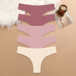 5PCS Seamless Maillard Panties Ultra-thin Brazilian panties Women Ice Silk Underwear Sexy Panty Low Waist G-string Female Solid