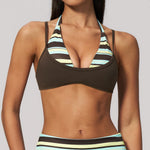 Sexy Striped Yoga Bra Women's Breathable Shockproof Fitness Sports Underwear Running Push Up Tank Top Female Gym Sports Yoga Top