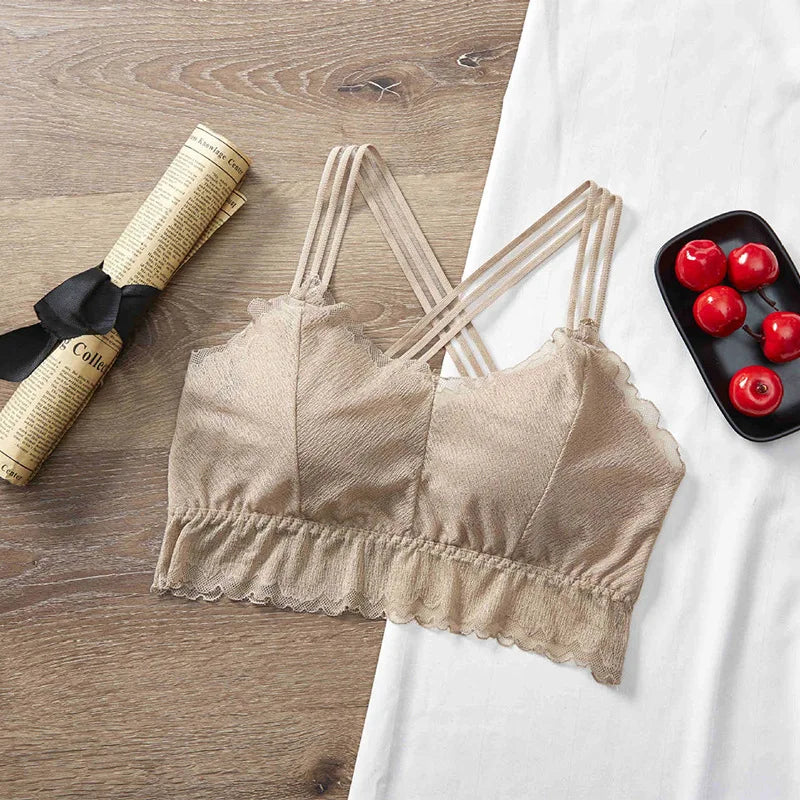 Lace Crop Top Women Seamless Underwear Padded Crop Tops Female Sexy Lingerie Fashion Women Tank Top Lace Camisole