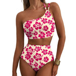 Women Sexy High Waist Split Swimsuit Lace Up Floral Bikini Set Summer Two-piece Beachwear Bathing Suit Thong Biquinis