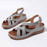Rome Style Cross Strap Wedges Sandals Women Summer Lightweight Platform Sandles Woman Plus Size 43 Peep Toe Gladiator Sandals