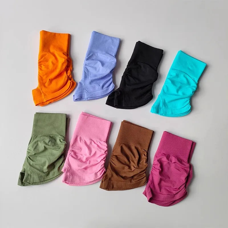High Waist Women's Yoga Fitness Shorts Tight Fit Abdominal Slimming Lifted Buttocks Three Part Pants Exercise Clothing