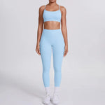 Women's Seamless Yoga Set Cross Back Sports Bra & High Waist Booty Lifting Yoga Leggings Gym Running Fitness Workout Outfit