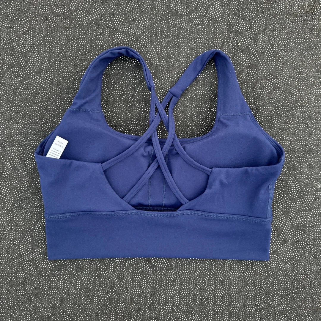 High impact Cross Back Hollow shoulder straps Gym Yoga Underwear Tight Women Fitness sport Bra Top Comprehensive Training pad
