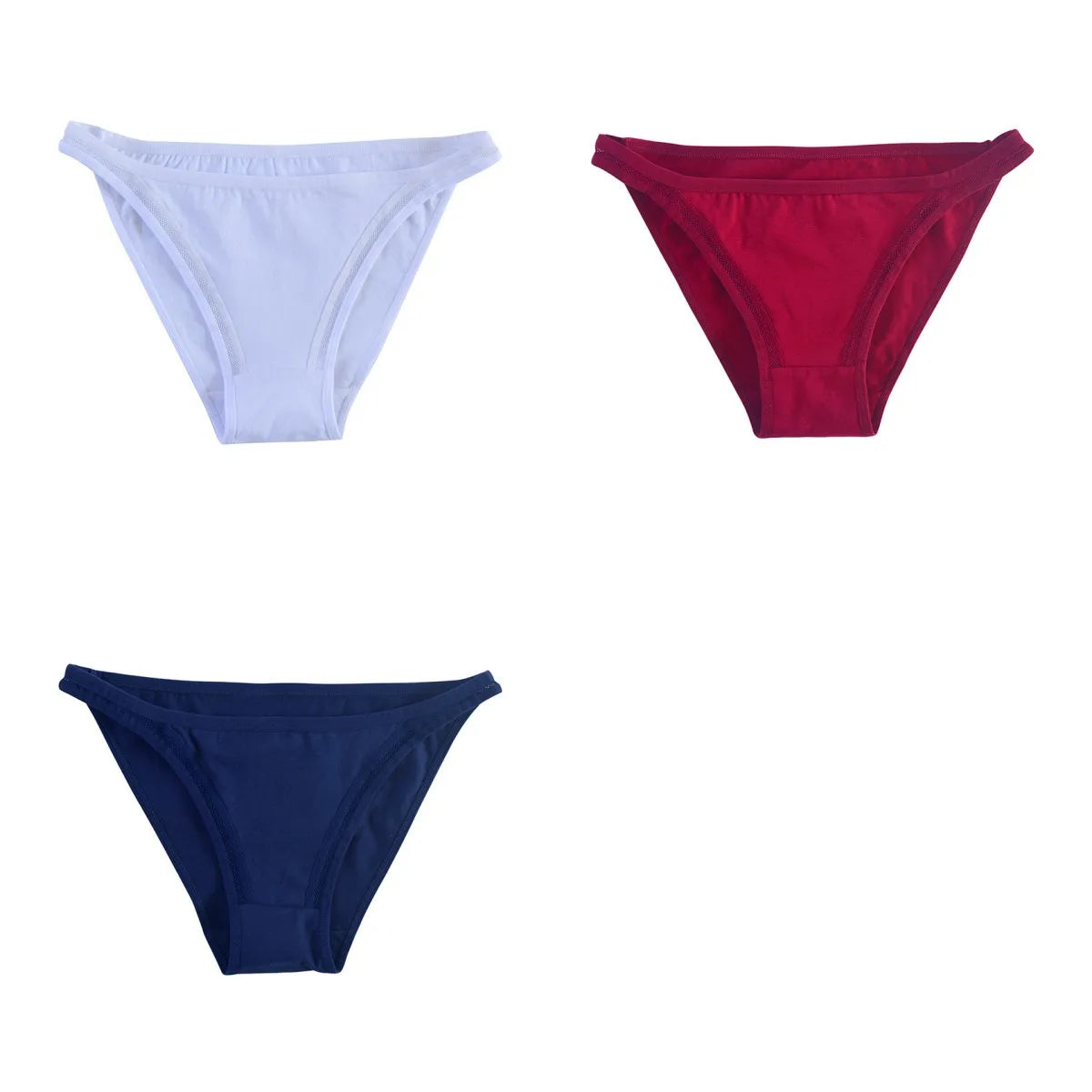 3Pcs/Set Women's Cotton Low-Rise Briefs with Mesh Side Panels Brazilian Panties Sexy Lingerie Comfy Breathable Underwear M-XL