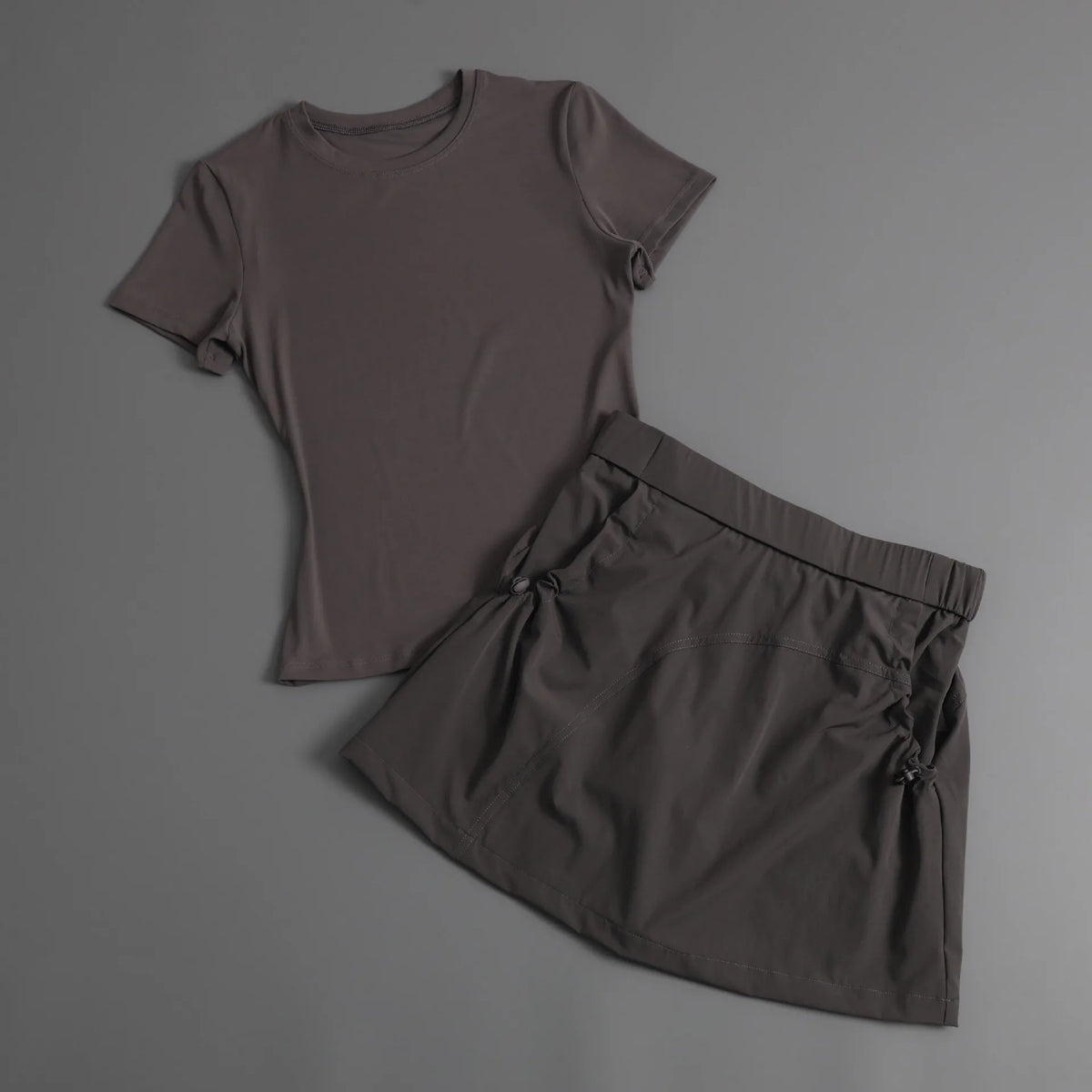 Summer Casual Yoga Sets Women Short Sleeve Loose T-shirt Sportwear High Waist Pocket Sports Short Skirt Fitness Running Wear