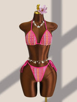 Sexy Colorful Striped Bikini Set Women Push Up Bra Thong Swimsuit 2026 Summer Bathing Suit Beach Mesh Cover Up 3 Piece Swimwear