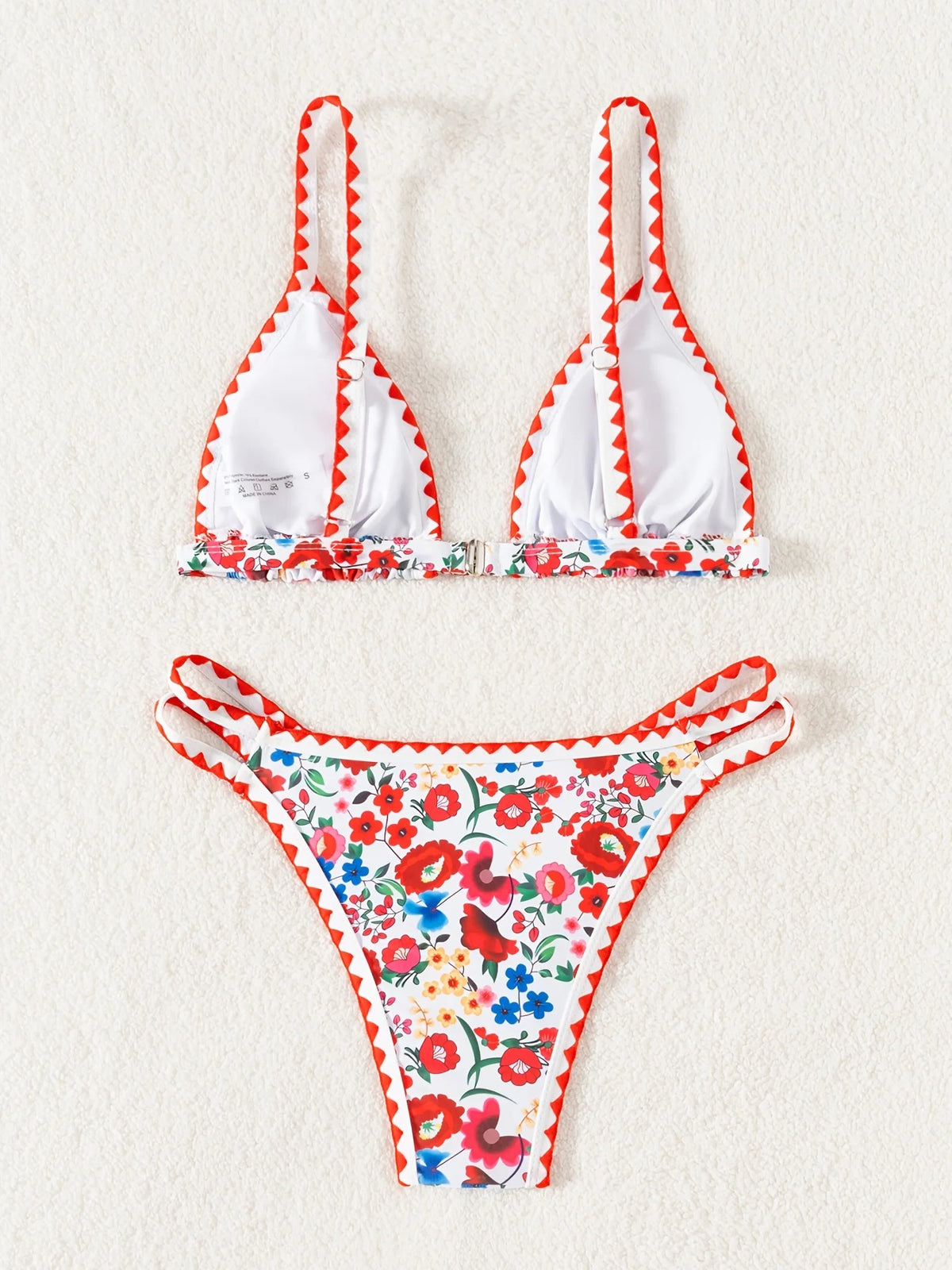 ZTVitality Sexy Floral Print Whip Stitch Bikini Set 2025 New Arrival Padded Bra Push Up Swimsuit Women's Swimwear Summer Biquini