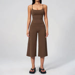 Gym Workout Yoga Sets Women Square Neck Slimming Sports Tank Top Fitness Gym Suit Outdoor High Waist Flare Pants Two-piece Set