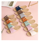Breathable Cotton Flax Slippers For Women Men Indoor Shoes Anti-slip Light Weight Cute Cartoon Couples Home Floor Slides