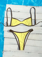New Flowers Printed High Leg Cut Bikini Female Swimsuit Women Swimwear Two-Pieces Bikini Set Bather Bathing Suit Swim