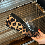 Transparent PVC Wedge Slide Mules Shoes Women Vintage Slip On Platform 7.5CM High Heel Leopard Print Polka Dot Summer Sandals