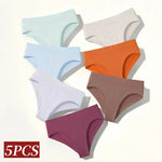 5Pcs/Set High Rise Women Panties Briefs Female Underpants Solid Color Seamless Underwear S-XXXL Sexy Lingerie Intimates