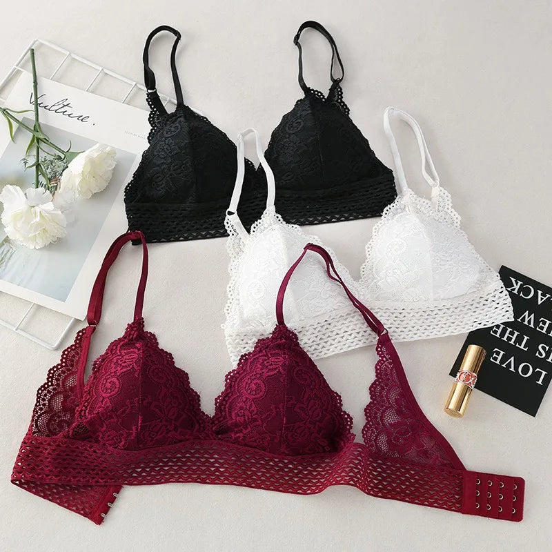 Floral Lace Bra Non-Wire Bralette Push Up Bras For Women V-neck Brassiere Female Padded Underwear Sexy Lingerie Intimates