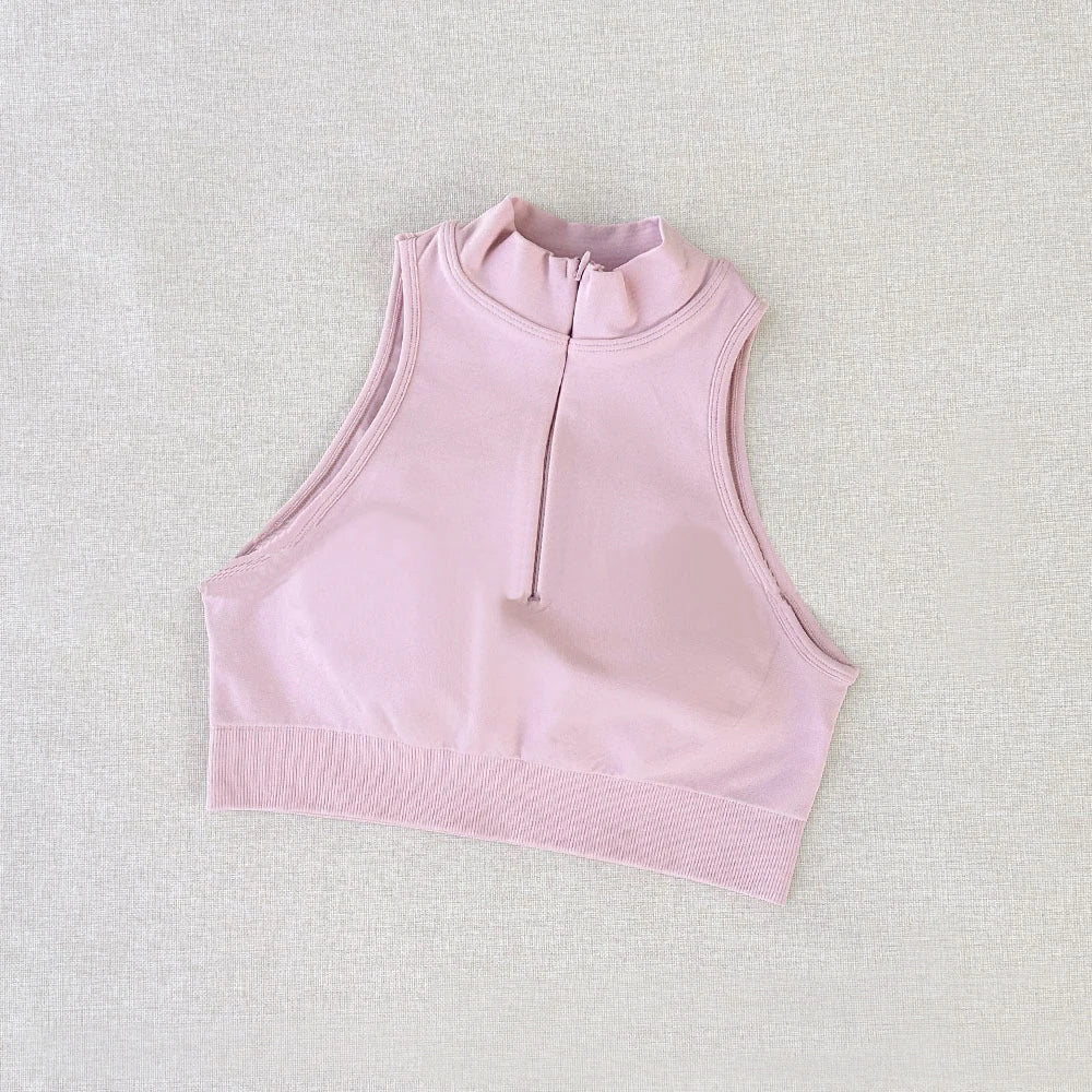 Drdfnamic High Neck Backless Sports Bra Support Back Cross Fitness Underwear Push-up Gym Clothes Workout Sports Tank Top XP400