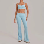 Women's Yoga Sets Sports Fitness Sling Cross Beauty Back Bra Training High Waist Hips-Lifting Flare-Pants Suits Gym Workout Sets