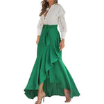 Irregular Ruffle Hem Sexy Skirt For Women Elegant Summer Wrapped Hip Fishtail Skirt High Waistband Solid Color Flowy Skirt
