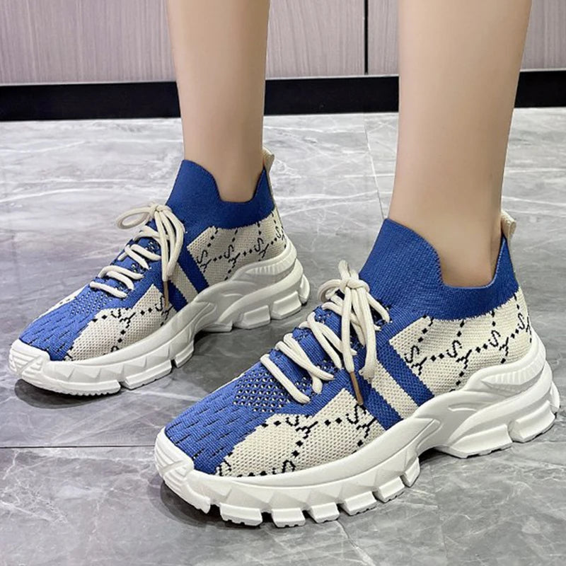 Fashion Striped Letter Print Sneakers for Woman Breathable Mesh Running Sports Shoes Women Comfortable Lightweight Shoes Ladies