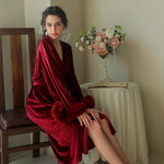 New Bride Wedding Robe Gown Women Velour Sleepwear Luxury Feather Kimono Bridesmaid Team Velvet Bathrobe Long Nightwear