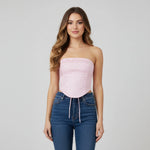 Women Summer Back Bandage Tube Top Sleeveless Strapless Backless Vest Flower Summer Ladies Bustier for Club Party