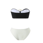 Sexy 3D Flowers Bandeau With Skirt Bikini Female Swimsuit Women Swimwear Three-Pieces Bikini Set Bather Bathing Suit Swim V5706