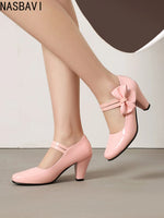 Spring Hot Sale Patent Leather Chunky Heel High Shoes Women's Platform Wedding Party Single Dress Shoes Large Size 33-45 Pumps