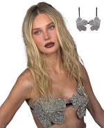 YOUR BUMP CURVE Handmade crystal bra flower embroidery inlaid metal rhinestones short top sexy women beach pool yacht sea party