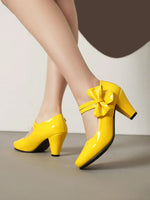 Spring Hot Sale Patent Leather Chunky Heel High Shoes Women's Platform Wedding Party Single Dress Shoes Large Size 33-45 Pumps