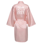 Wedding Party Team Bride Robe With Black Letters Kimono Satin Pajamas Bridesmaid Bathrobe SP004
